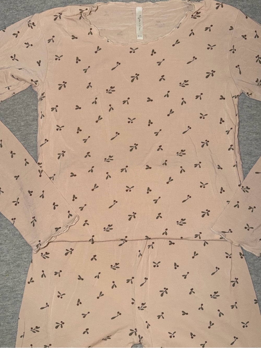 Rylee + Cru Kids Long-Sleeve Pajama Set in Blush with Cherry Print